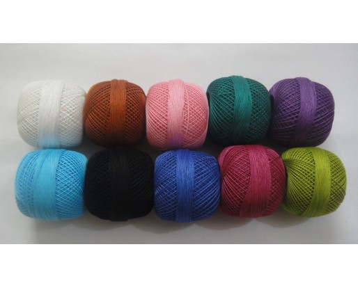 DARK & BEAUTIFUL - LOT SET of 10 - 100% Cotton Mercer Yarn Thread - Crochet Lace Knitting Embroidery (10 Balls - 200 Grams)
